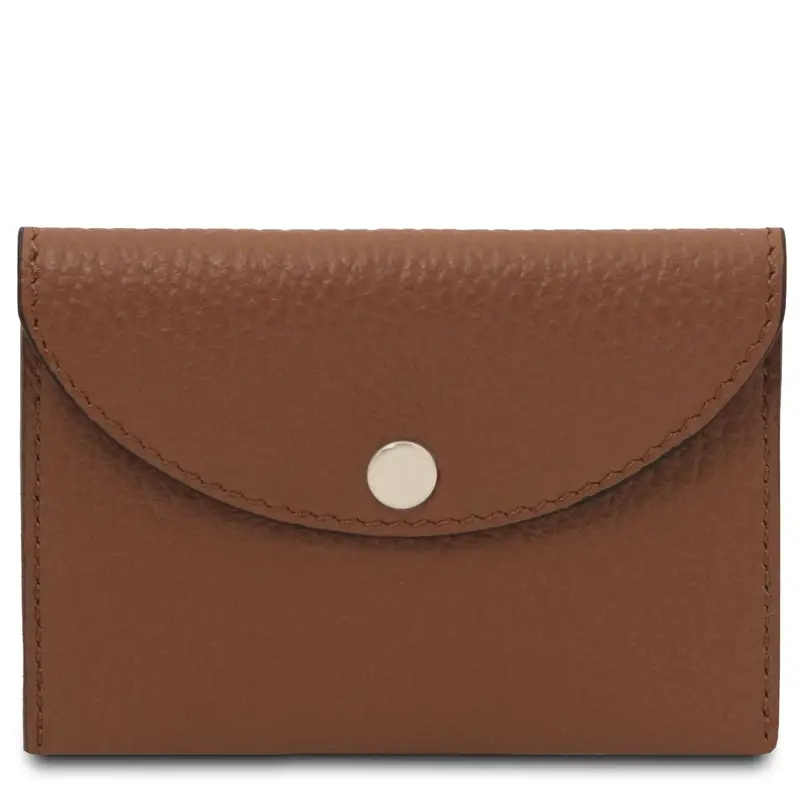 Porta biglietti da visita / carte di credito in pelle Cognac