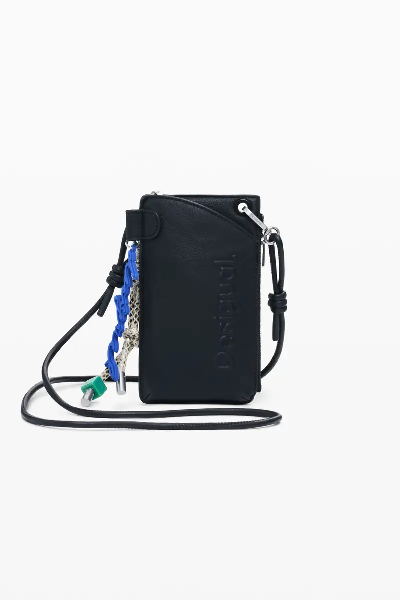 Porta cellulare effetto pelle con logo