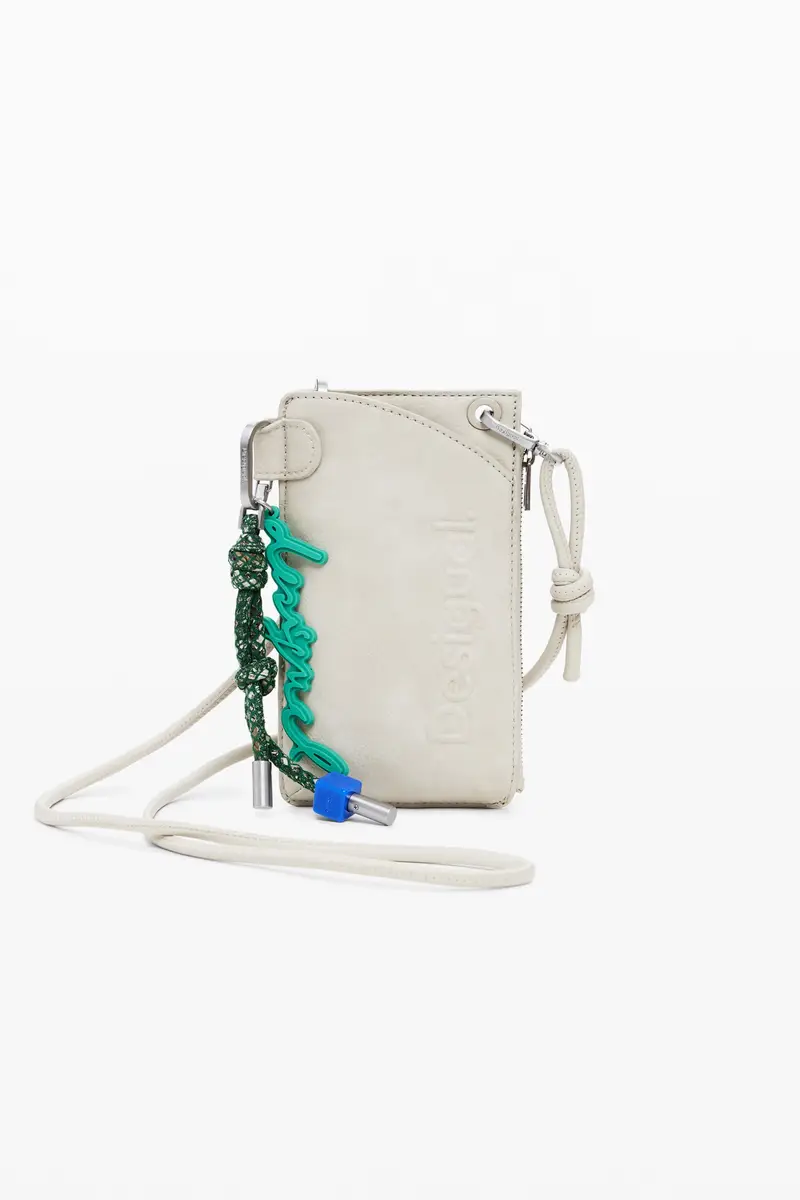 Porta cellulare effetto pelle con logo