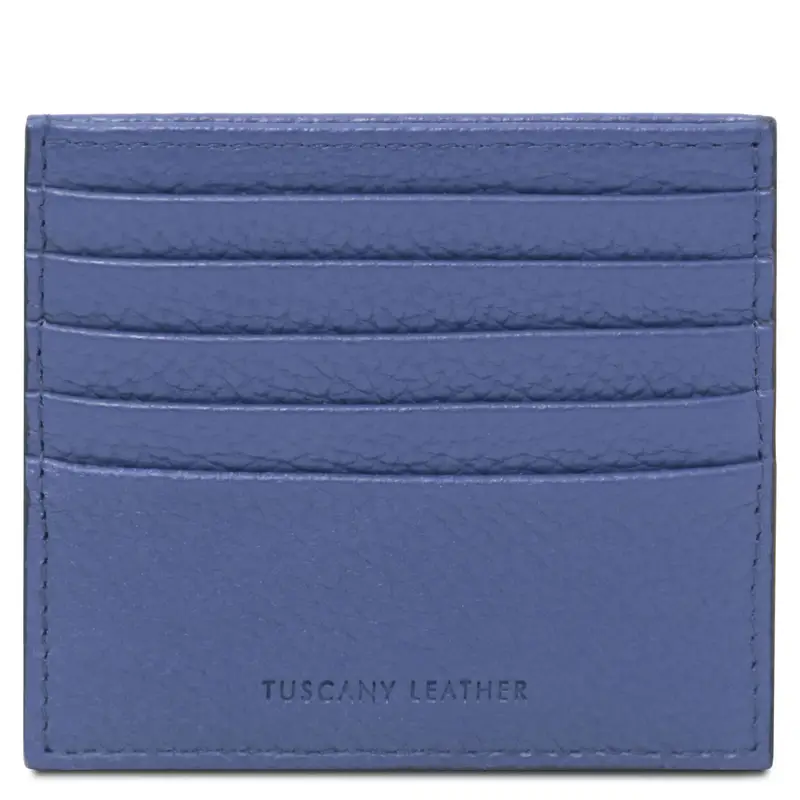 Portacarte in pelle Blu
