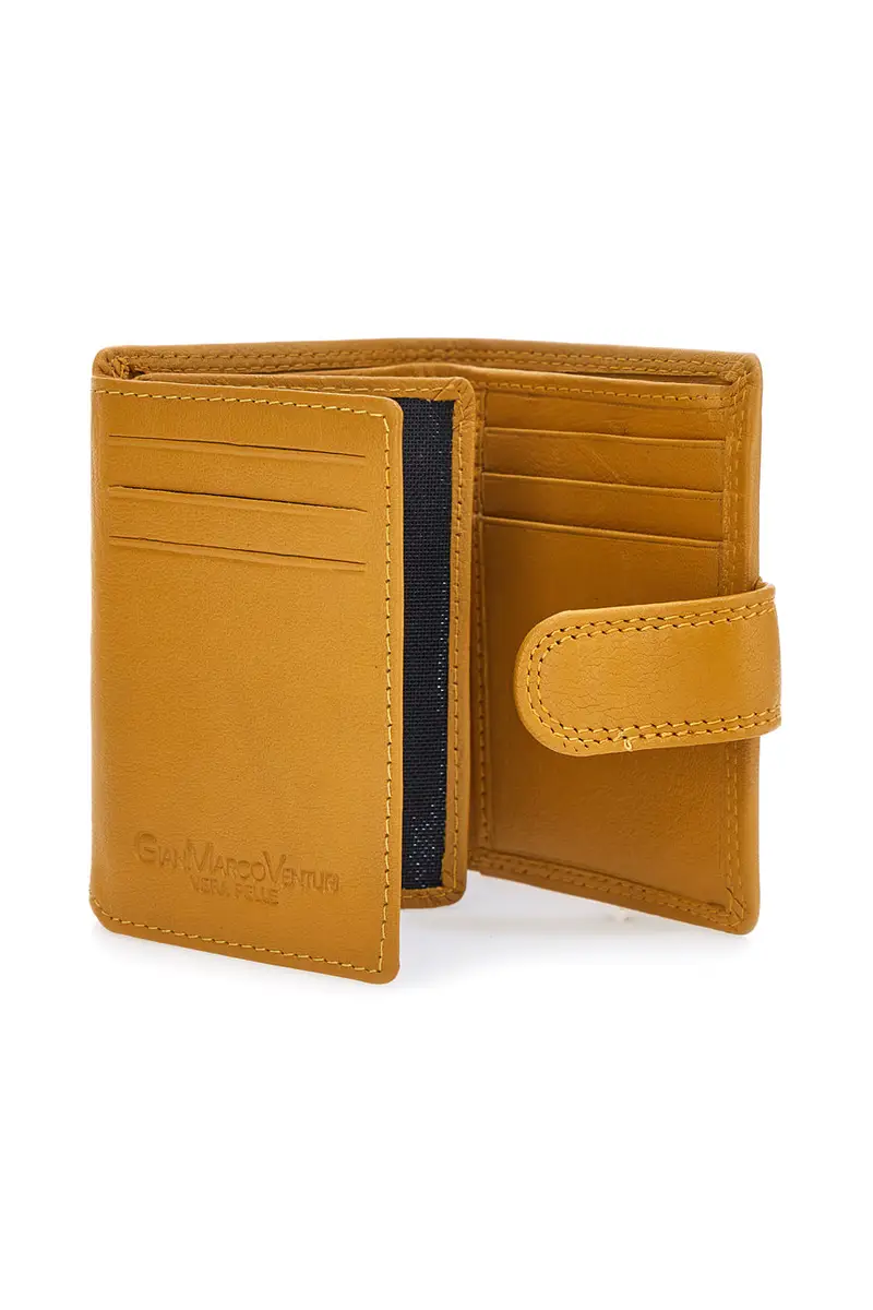 Portacarte Senape Da Uomo In Pelle GianMarco Venturi 80-U109 miniatura 3