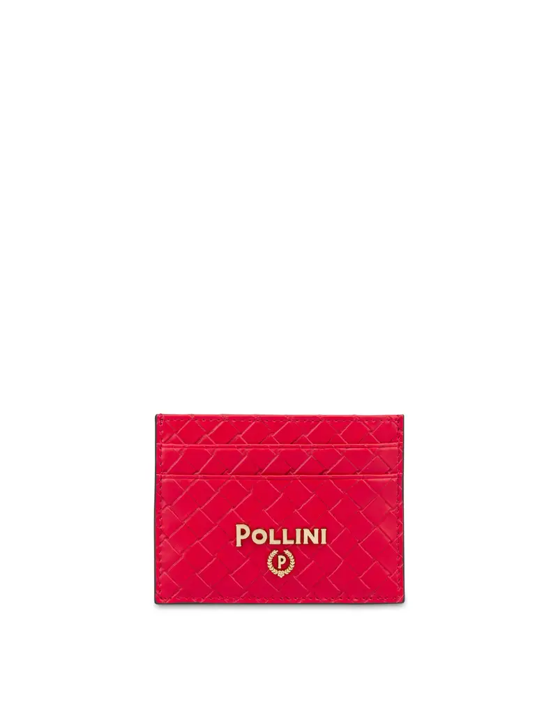 Portacarte stampa intreccio con logo ROSSO/ROSSO, one_size, Pollini
