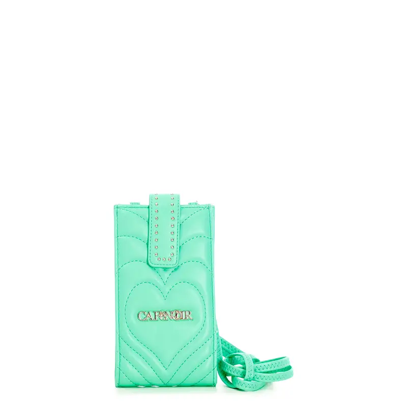 portacellulare con trapuntatura cuore menta taglia unica