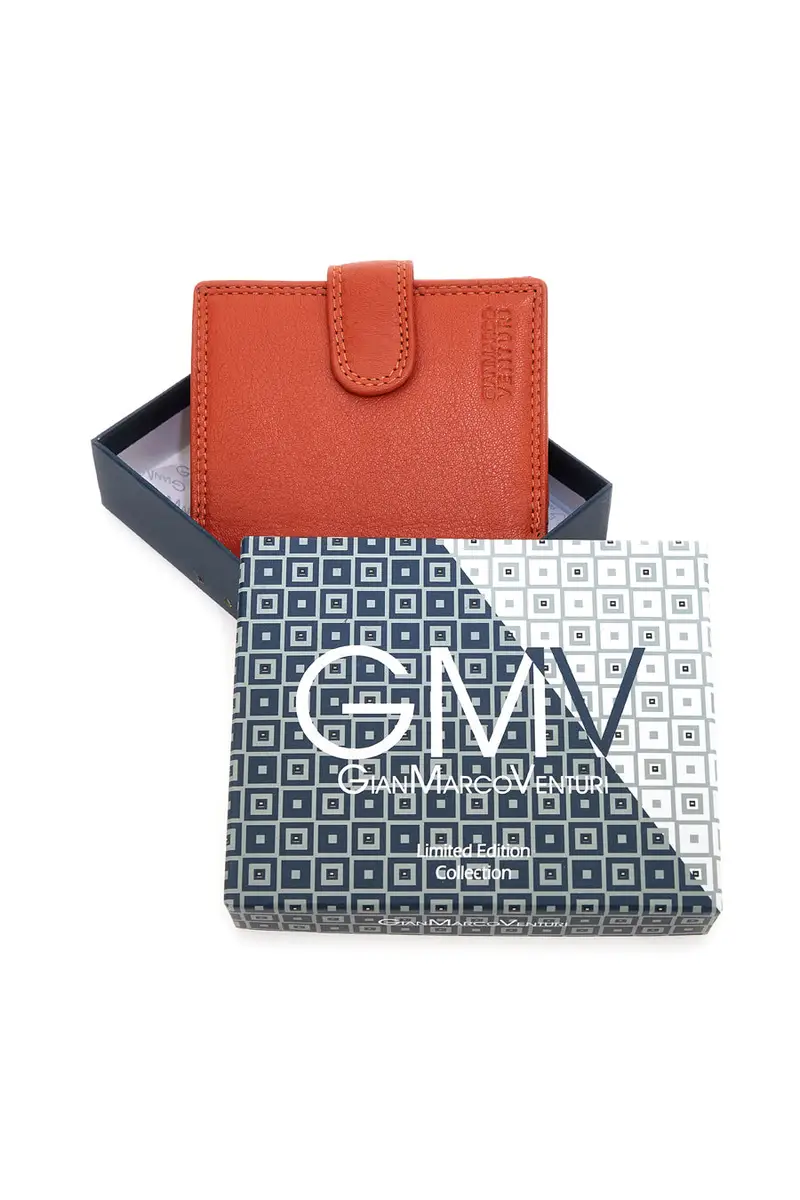 Portafoglio Arancione Da Uomo In Pelle GianMarco Venturi 80-U109 miniatura 2