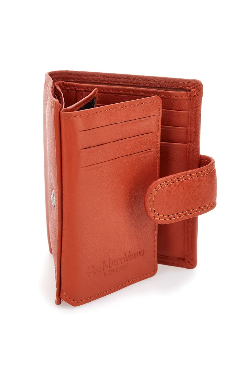 Portafoglio Arancione Da Uomo In Pelle GianMarco Venturi 80-U109 miniatura 3