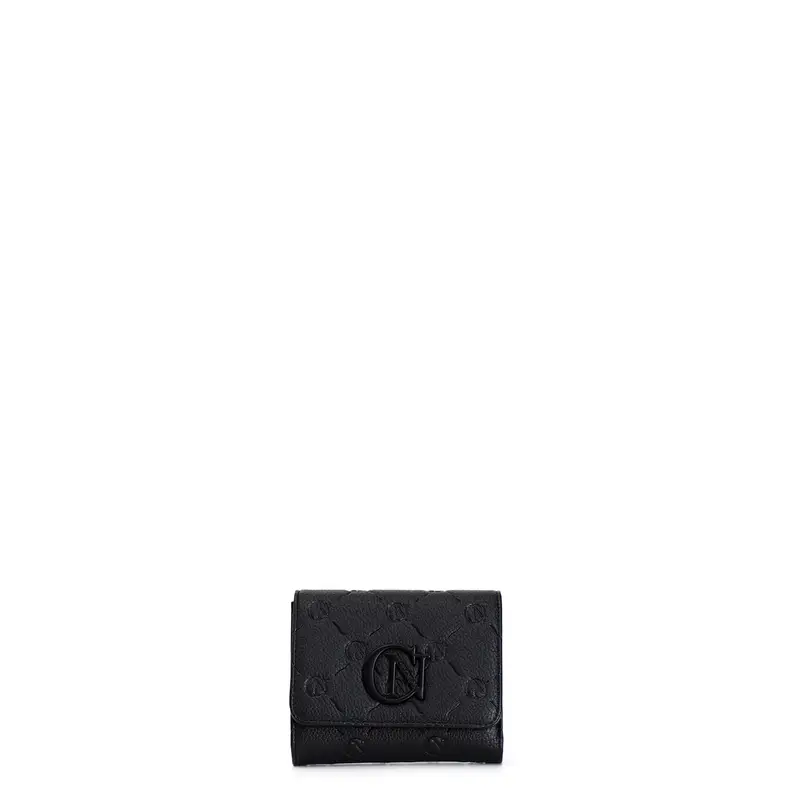 portafoglio con logo embossed all over nero
