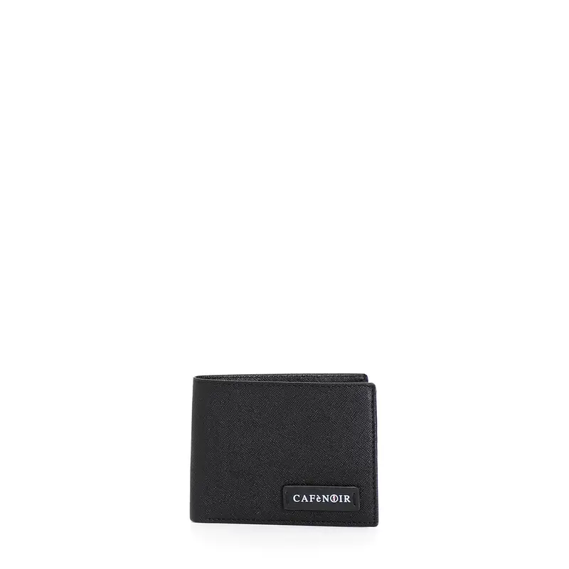 portafoglio con targhetta in pelle nero taglia unica