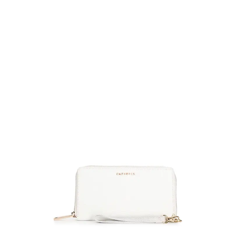 portafoglio donna in pelle conzip e manigliotto staccabile bianco