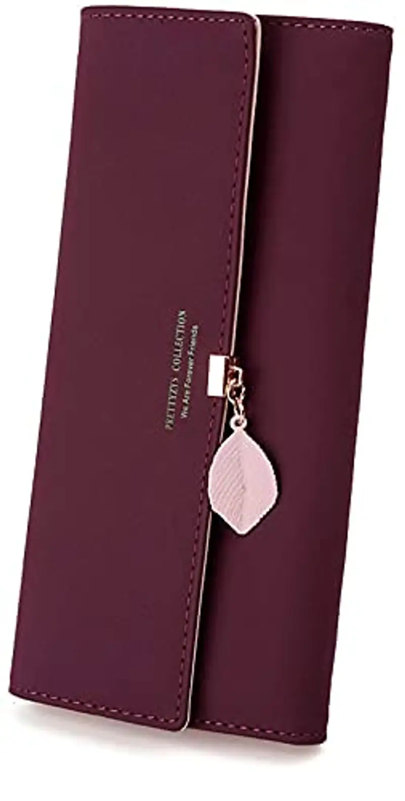 Portafoglio Donna Lungo Cerniera in Pelle, Portafoglio Donna Grande (Viola)