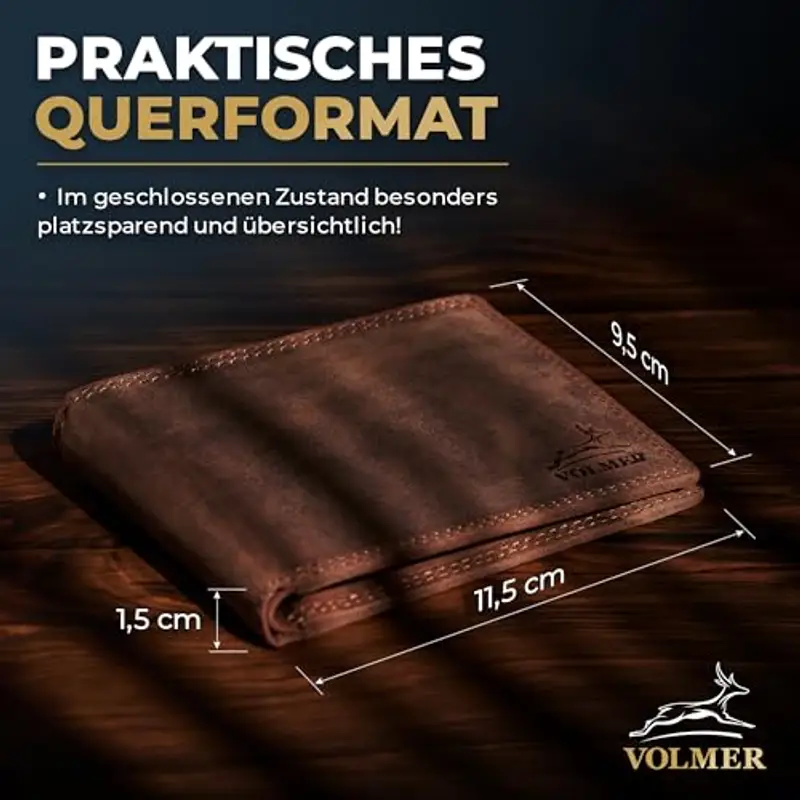 Portafoglio in vera pelle, Slim, confortevole e molto robusto PROTEZIONE RFID #Easycomfort (brown/marrone) miniatura 3