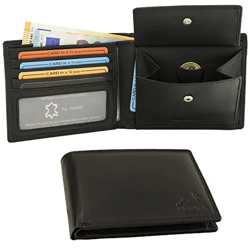 Portafoglio in vera pelle, Slim, confortevole e molto robusto PROTEZIONE RFID #Easycomfort (nero) miniatura 2