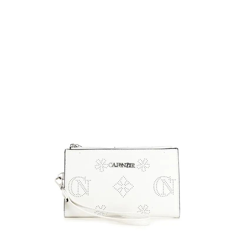 portafoglio logo microforato bianco