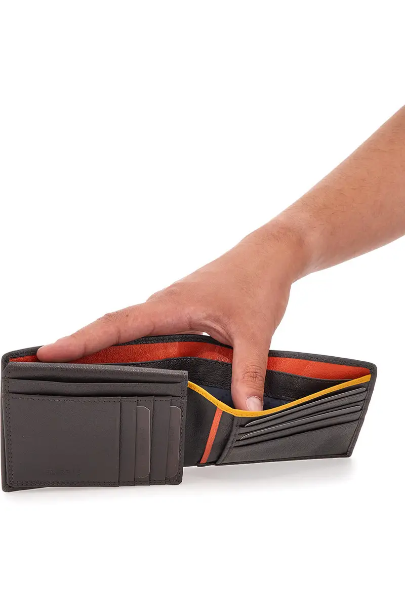 PORTAFOGLIO MARRONE SCURO CON DETTAGLI COLORATI LANCETTI CHASE miniatura 3