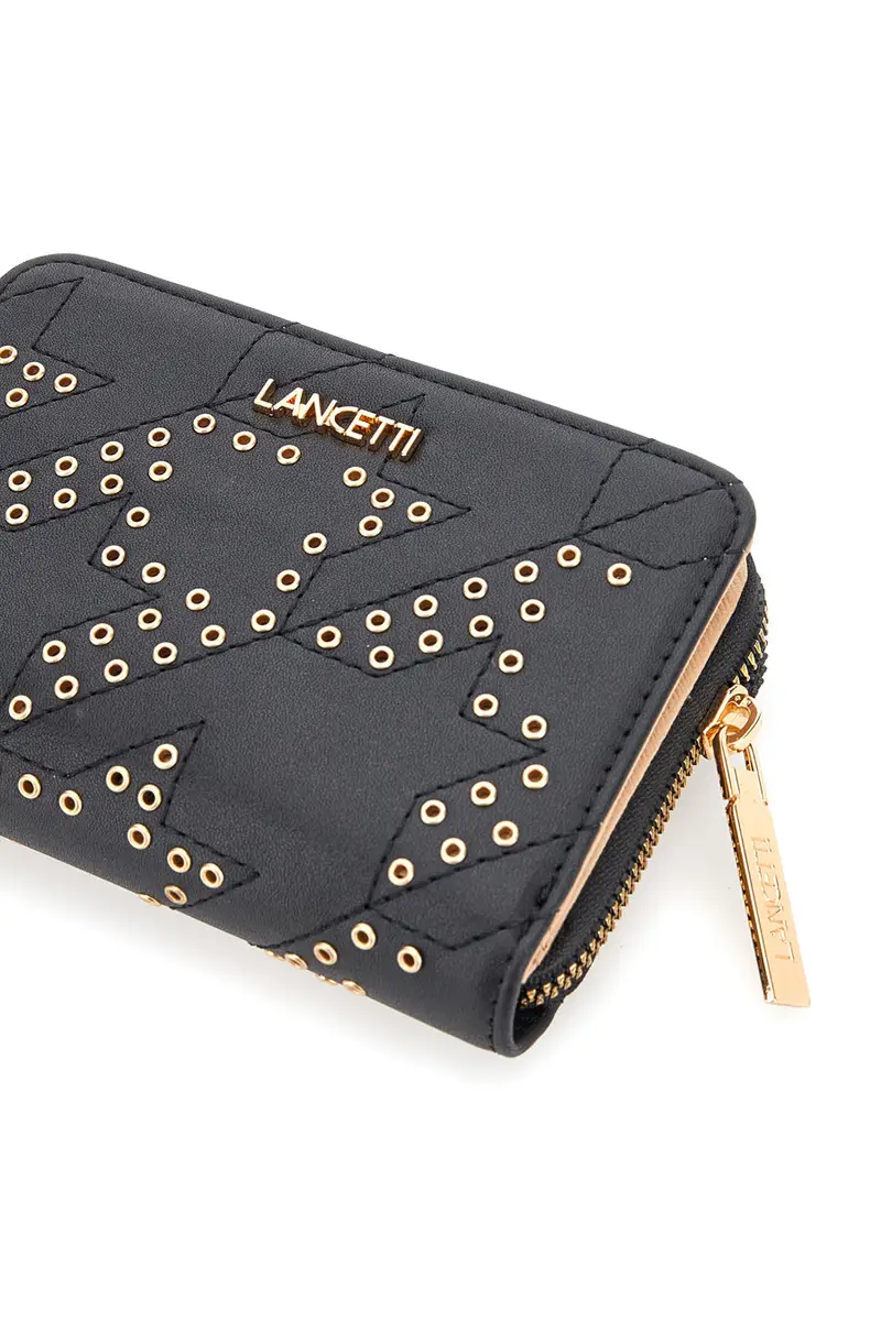 Portafoglio Nero Con Dettagli Oro Lancetti Norvil 508-84 miniatura 3