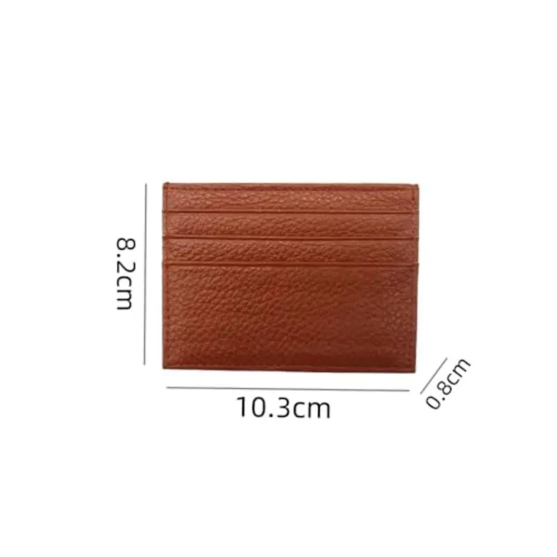 Portafoglio per carta di credito, portacarte super sottile, portafoglio in PU per uomo e donna con 6 scomparti per carte e 1 tasca (Marrone Chiaro) miniatura 2