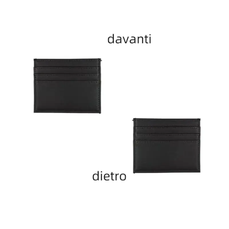 Portafoglio per carta di credito, portacarte super sottile, portafoglio in PU per uomo e donna con 6 scomparti per carte e 1 tasca (Nero) miniatura 3