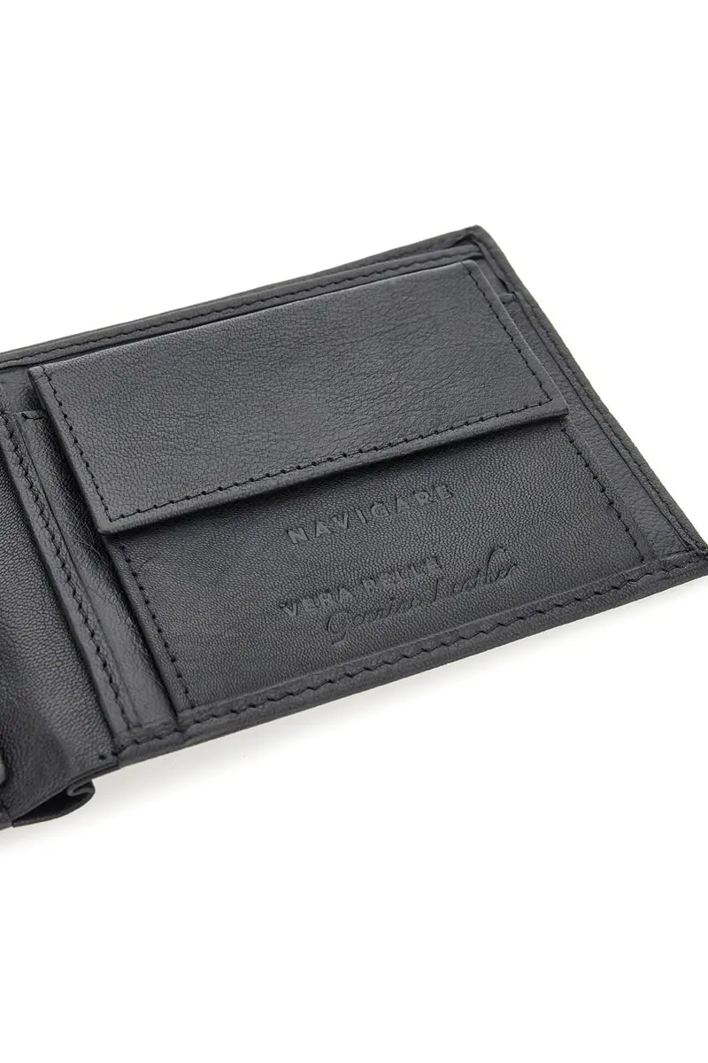 Portafoglio Slim Nero In vera pelle Navigare PF828 miniatura 2