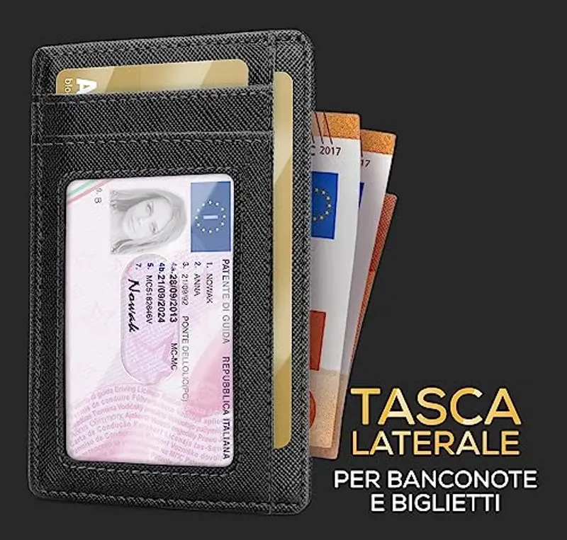 PIRNA Porta carte di credito Uomo Nero 943013 miniatura 3