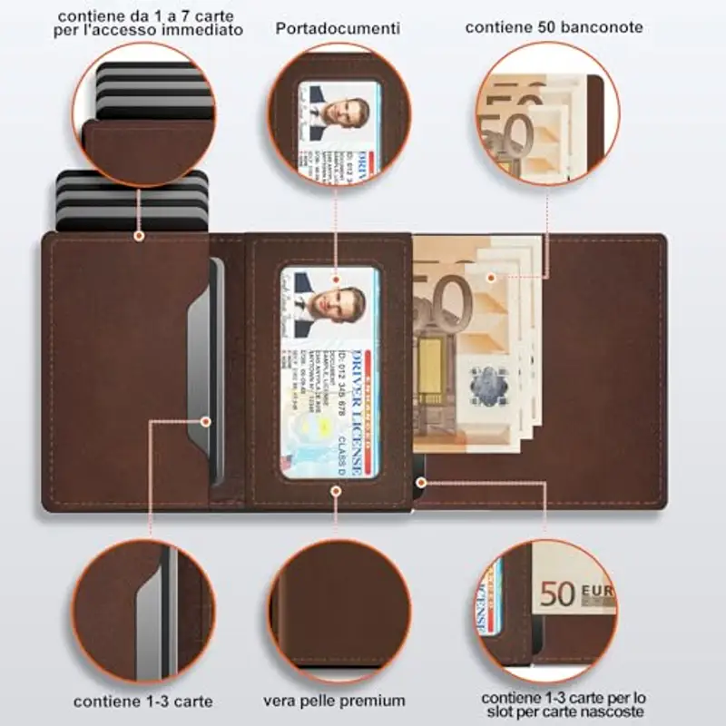 Dwnkove Portamonete Uomo Marrone 1600032 miniatura 3