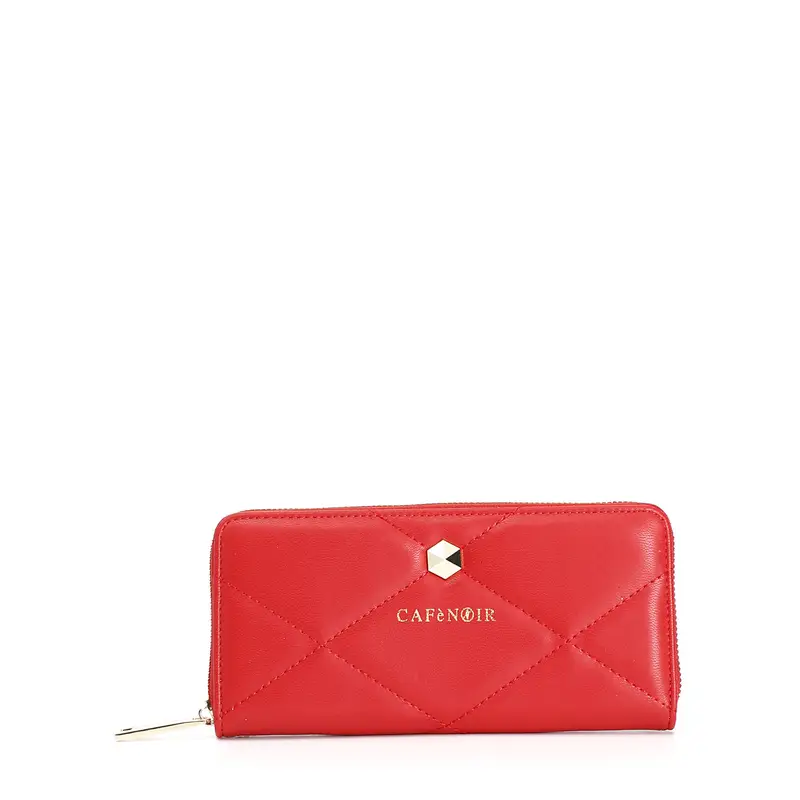 portafoglio zip around trapuntato rosso taglia unica