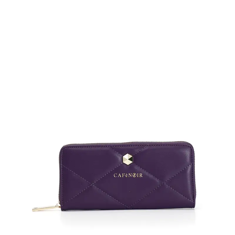 portafoglio zip around trapuntato viola taglia unica