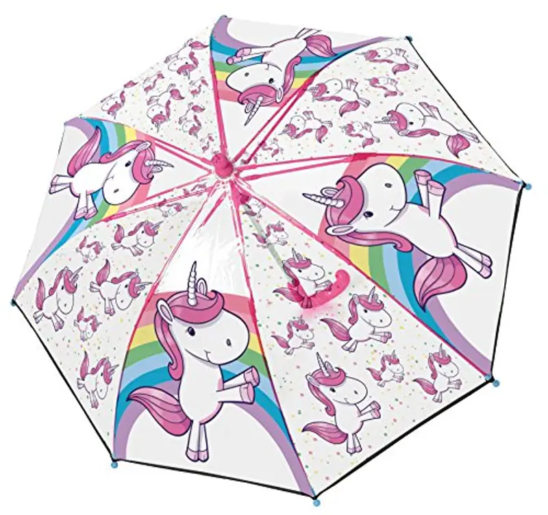 POS Handels GmbH Stockschirm mit Einhorn Motiv, Regenschirm für Mädchen, manuelle Öffnung und Fiberglasgestell Ombrello classico, 62 cm, Multicolore (Bunt)