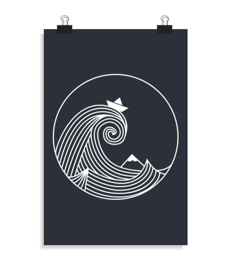 Poster verticale 2: 3 - (20 x 30 cm) barca di origami in kanagawa