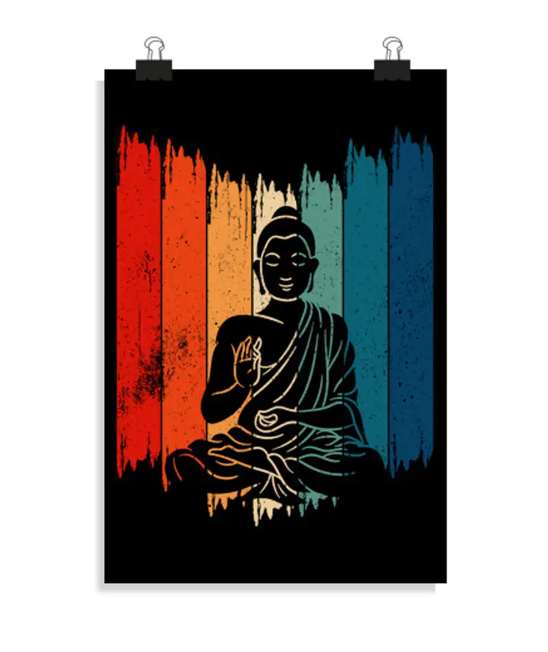 Poster verticale 2: 3 - (20 x 30 cm) buddha meditando vintage retrò buddha