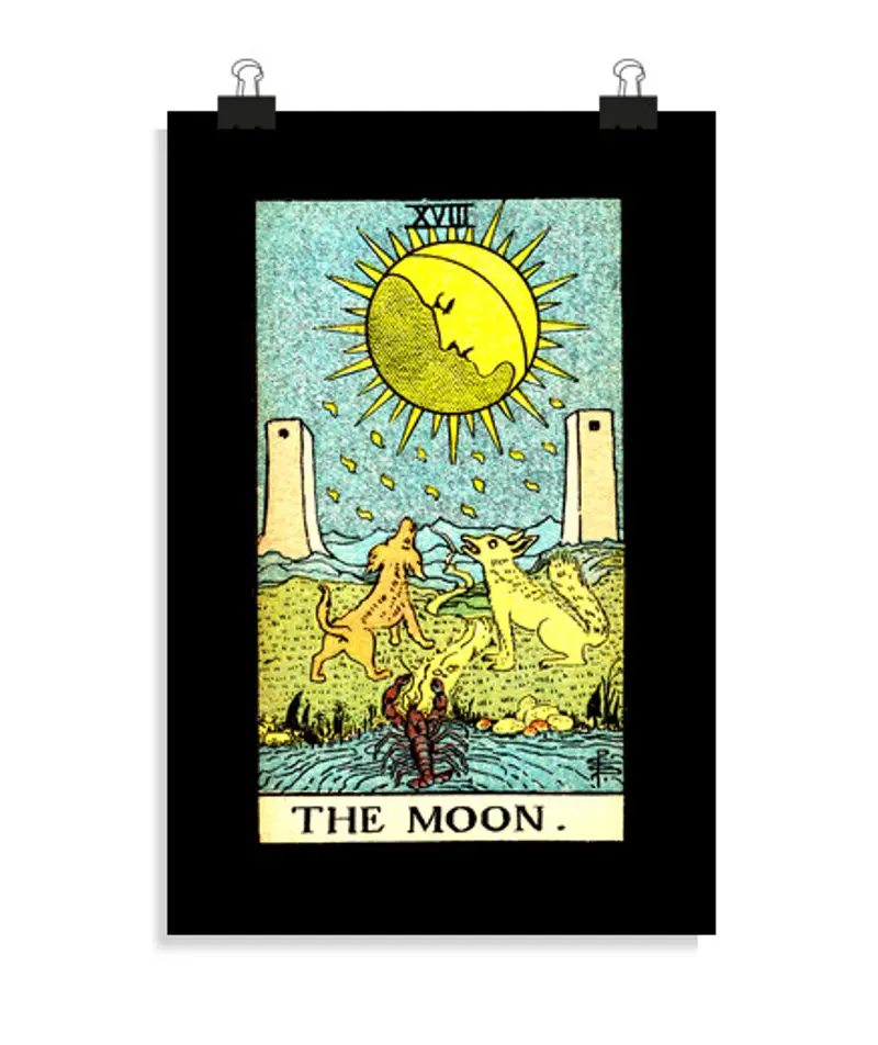 Poster verticale 2: 3 - (20 x 30 cm) carta dei tarocchi retrò vintage la lun