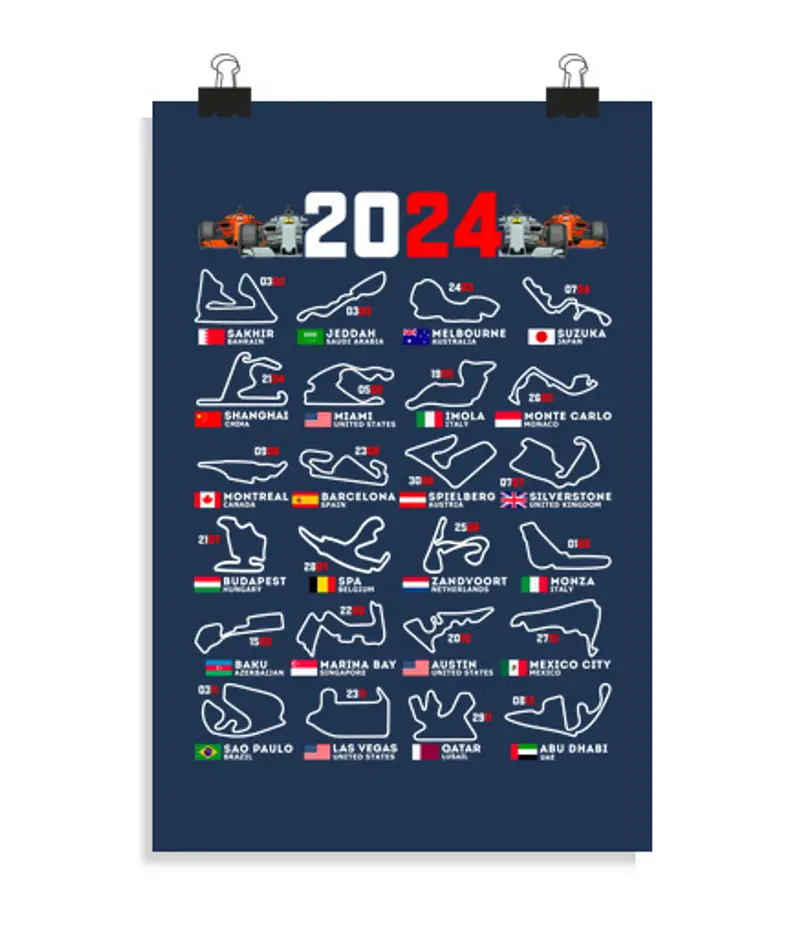 Poster verticale 2:3 - (20 x 30 cm) circuiti corsa formula 1 2024