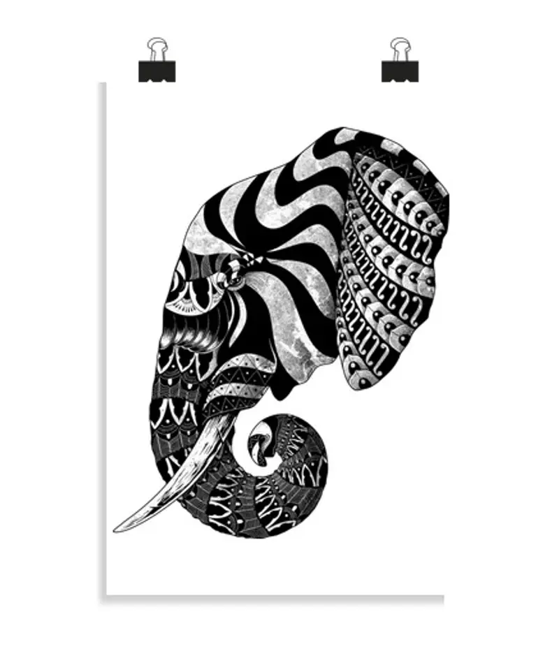 Poster verticale 2: 3 - (20 x 30 cm) elefante ornato