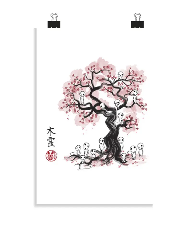Poster verticale 2:3 - (20 x 30 cm) forest spirit forest è sumi-e