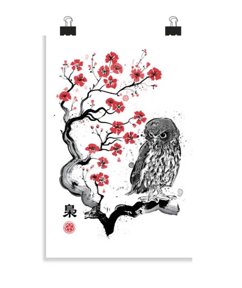 Poster verticale 2: 3 - (20 x 30 cm) fukuro sumi-e