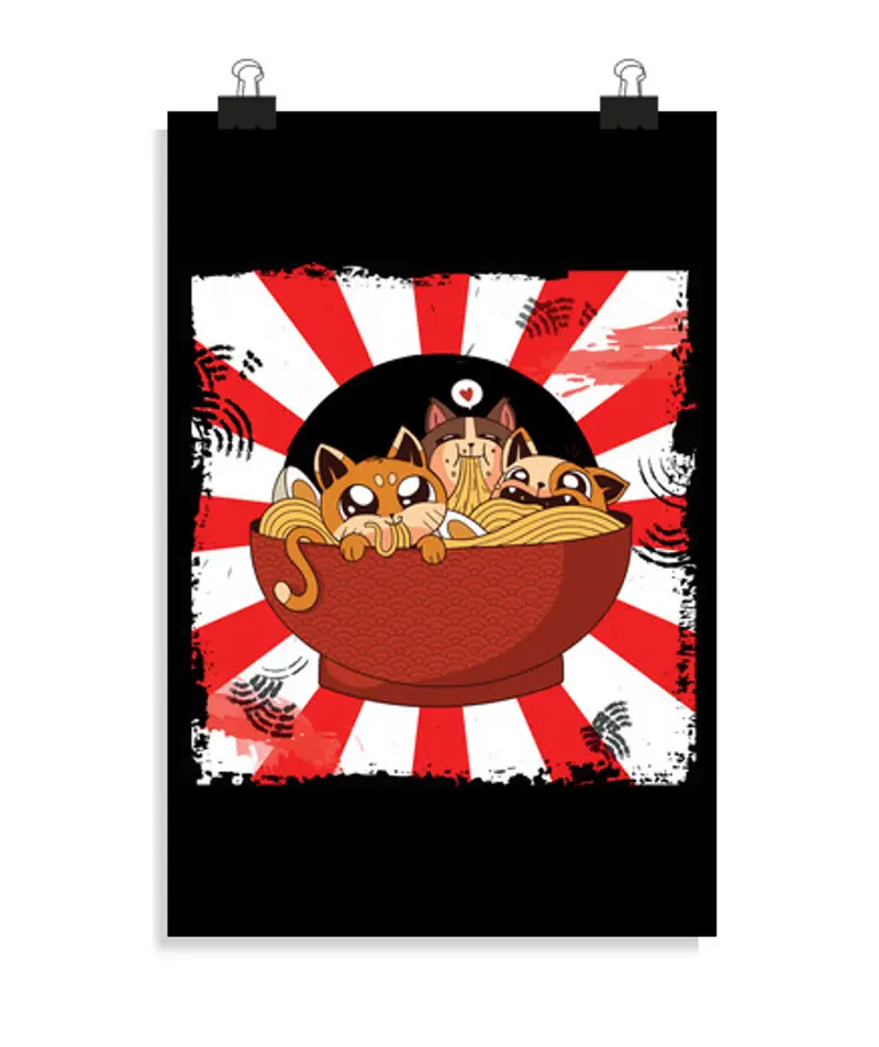 Poster verticale 2: 3 - (20 x 30 cm) gattini kawaii in una ciotola di ramen