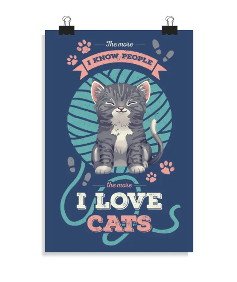 Poster verticale 2: 3 - (20 x 30 cm) i love cats