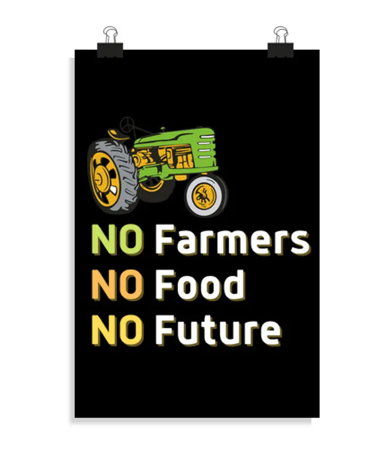 Poster verticale 2: 3 - (20 x 30 cm) nofarmers nofood nofuture con trattore