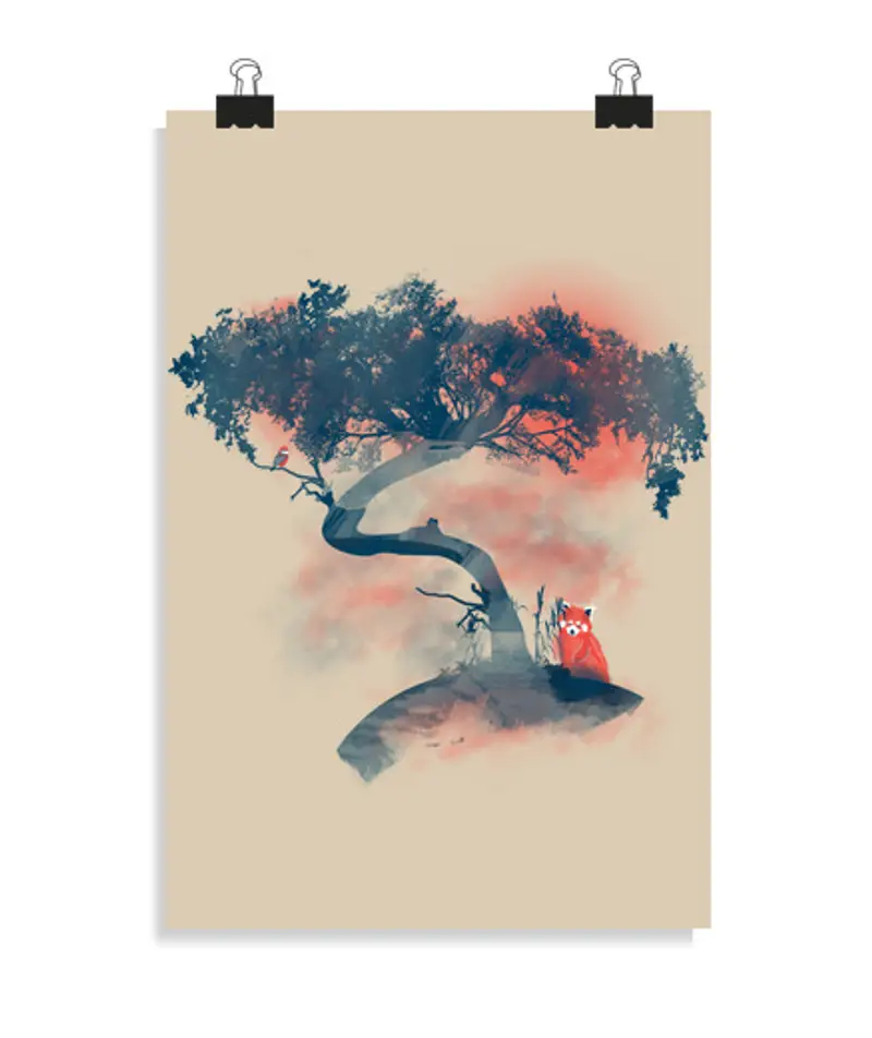 Poster verticale 2: 3 - (20 x 30 cm) Panda rosso