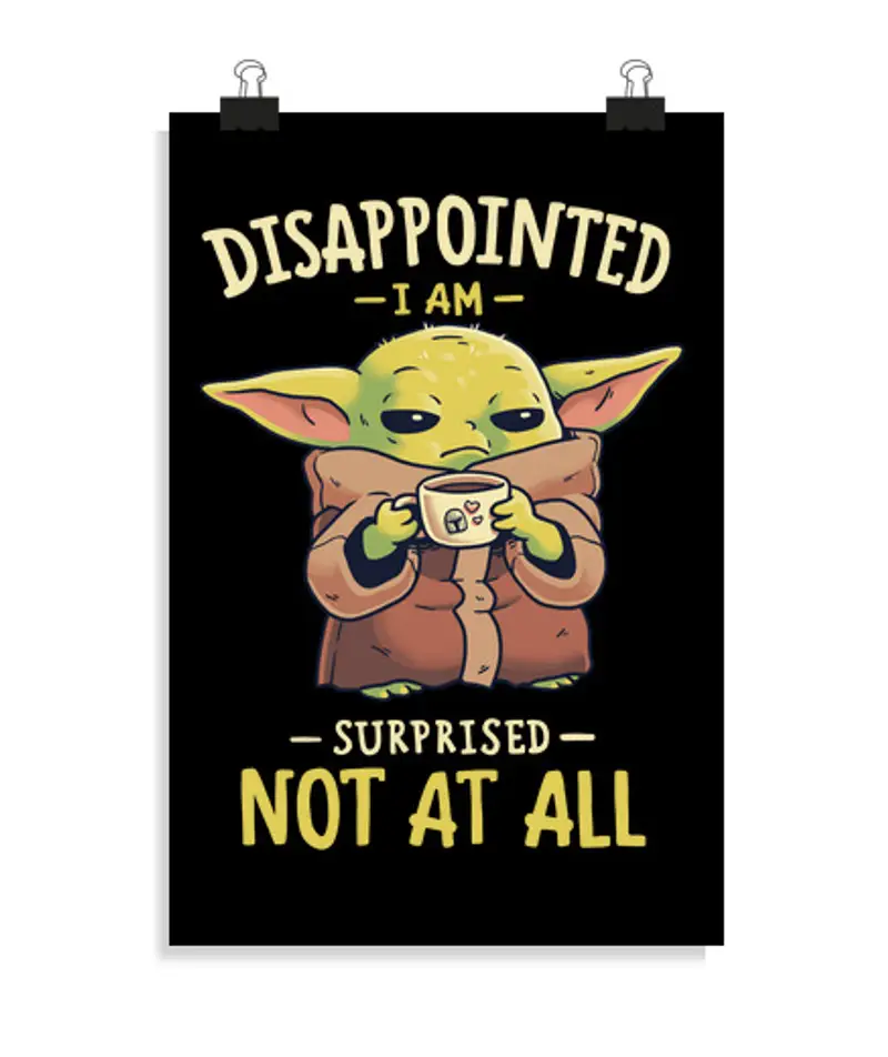 Poster verticale 2:3 - (20 x 30 cm) poster di meme caffè mandaloriano bebè yoda