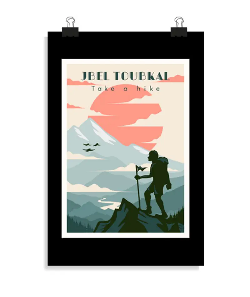 Poster verticale 2:3 - (20 x 30 cm) regalo escursionismo jbel toubkal