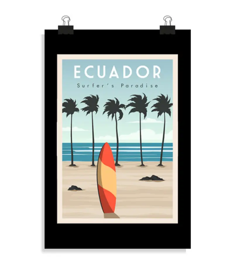 Poster verticale 2: 3 - (20 x 30 cm) spiaggia del surf dell39Ecuador