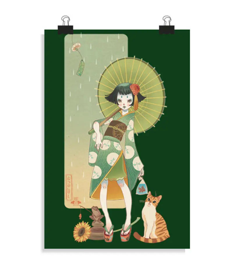 Poster verticale 2:3 - (20 x 30 cm) Summer KOKESHI