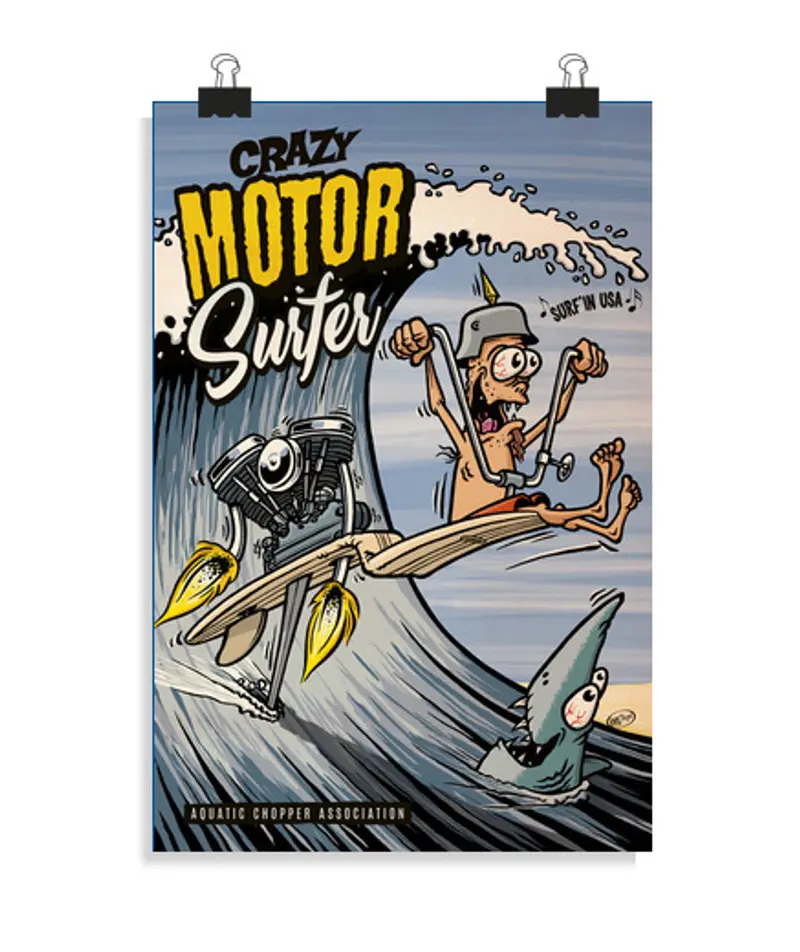 Poster verticale 2: 3 - (20 x 30 cm) surfista crazy motore