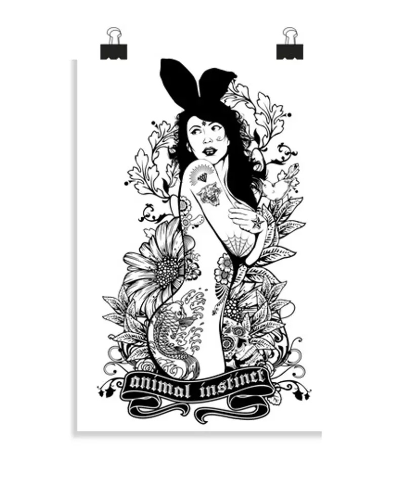 Poster verticale 2: 3 - (20 x 30 cm) tattoo o bunny - istinto animale
