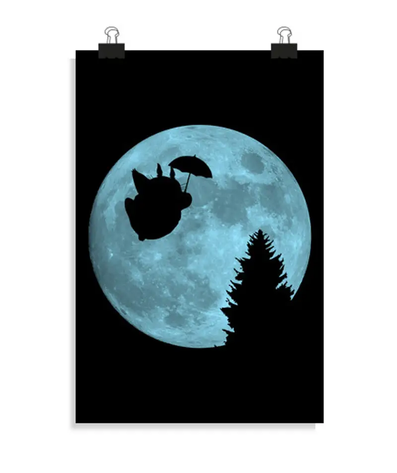 Poster verticale 2: 3 - (20 x 30 cm) totoro che vola sotto il l una