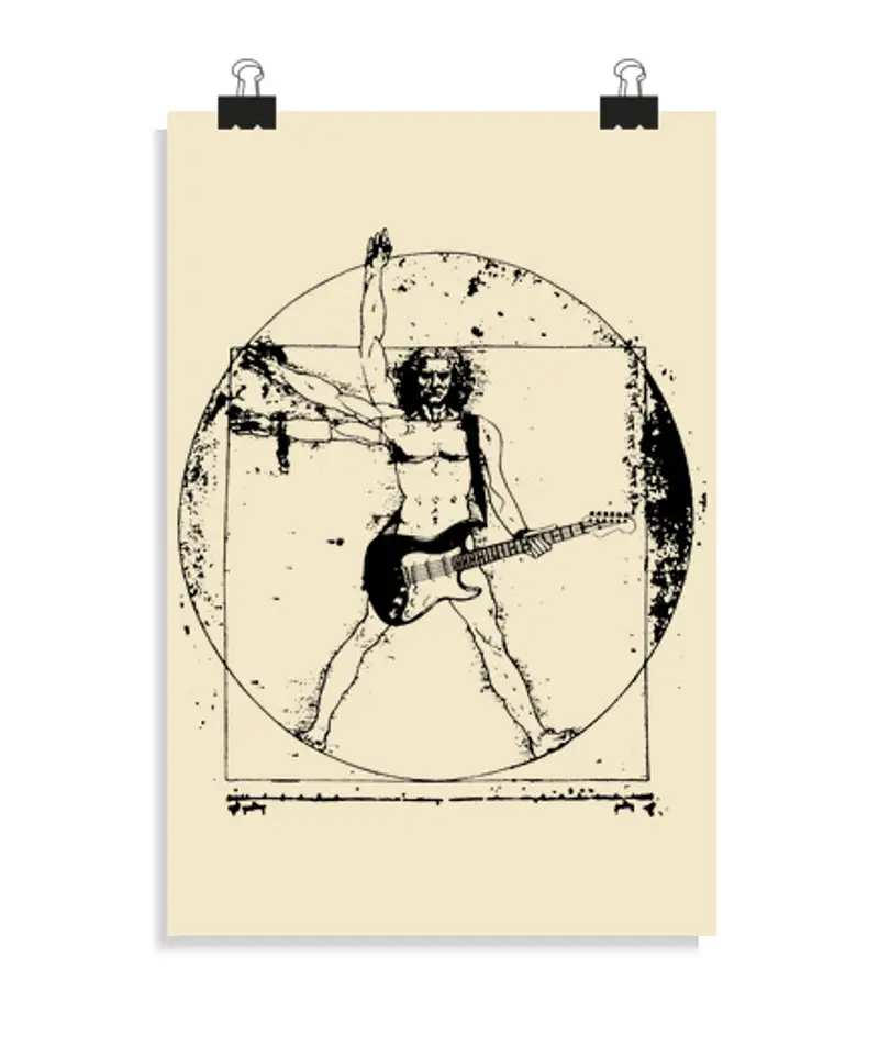 Poster verticale 2:3 - (20 x 30 cm) vitruvian rock man - chitarrista