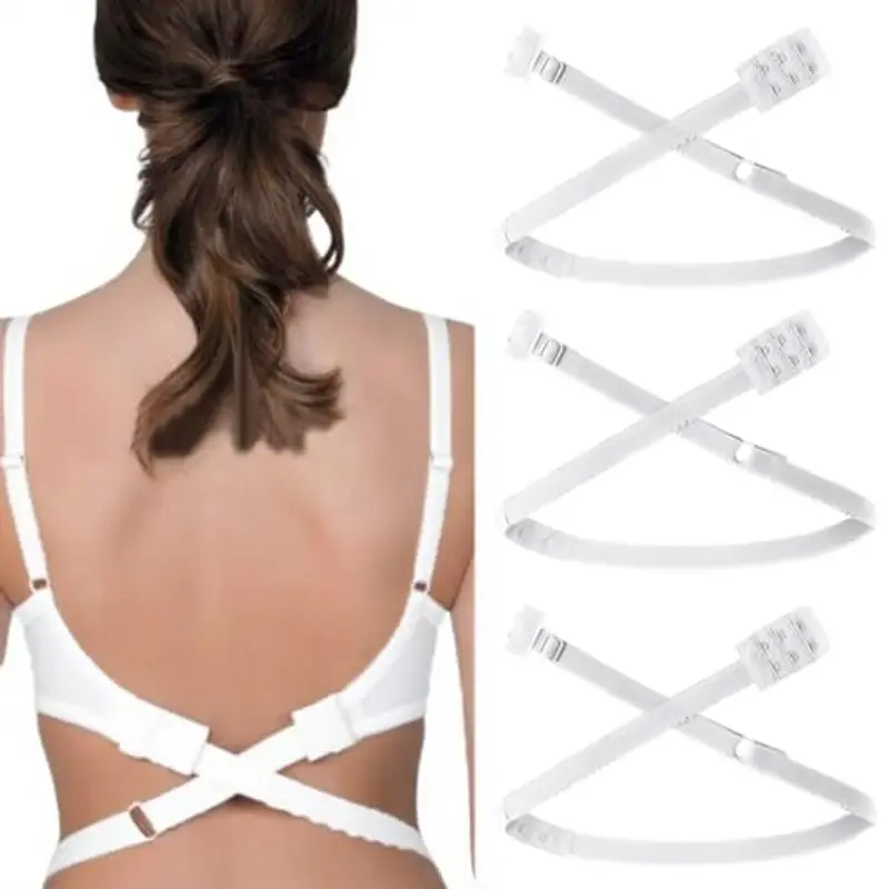 Posteriore Aperto Accessori Reggiseno, 3 Pezzi cinghie per reggiseno senza schienale da donna, per reggiseno a schiena bassa Scollo a V profondo Abito senza schienale Festa di nozze (Bianco)