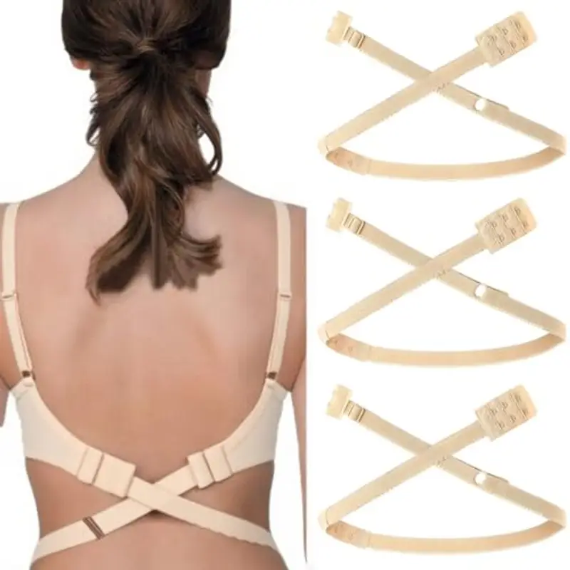 Posteriore Aperto Accessori Reggiseno, 3 Pezzi cinghie per reggiseno senza schienale da donna, per reggiseno a schiena bassa Scollo a V profondo Abito senza schienale Festa di nozze (Cachi)