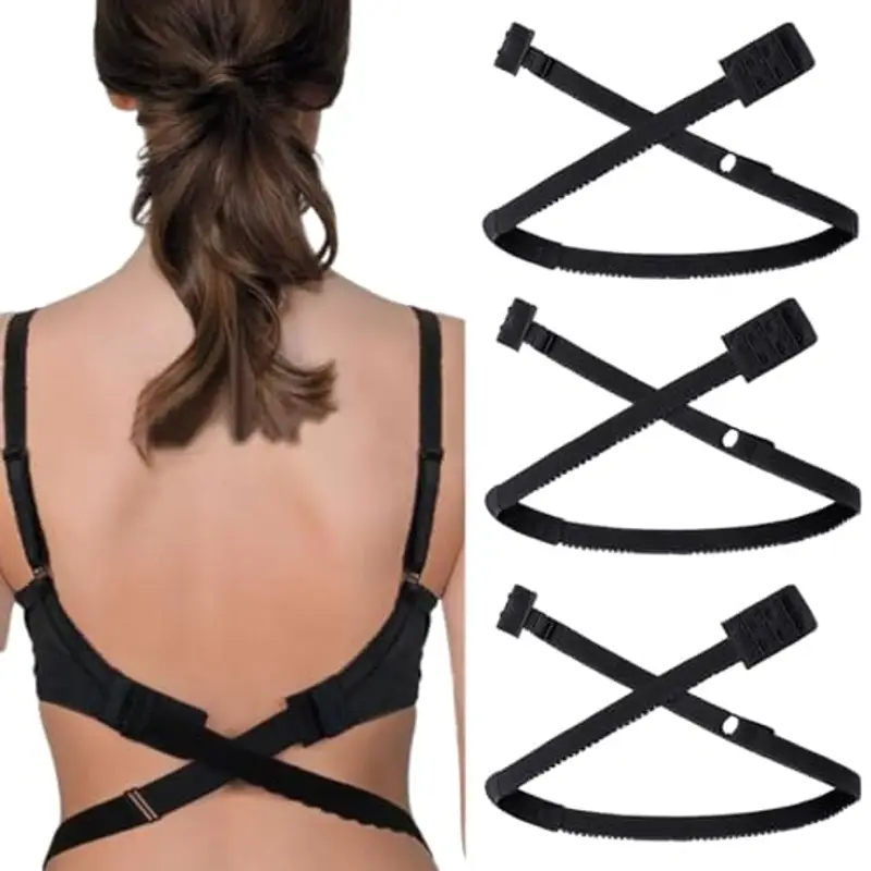 Posteriore Aperto Accessori Reggiseno, 3 Pezzi cinghie per reggiseno senza schienale da donna, per reggiseno a schiena bassa Scollo a V profondo Abito senza schienale Festa di nozze (Nero)