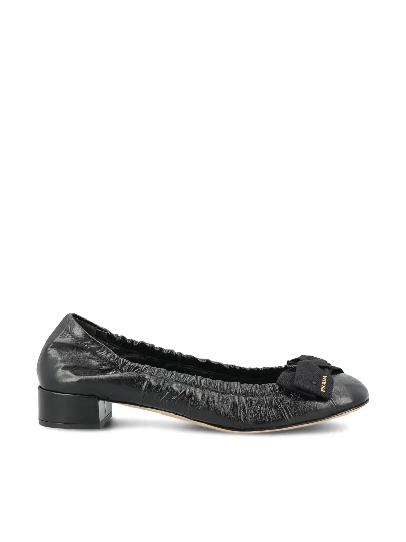 Ballerina Con Tacco In Pelle NERO