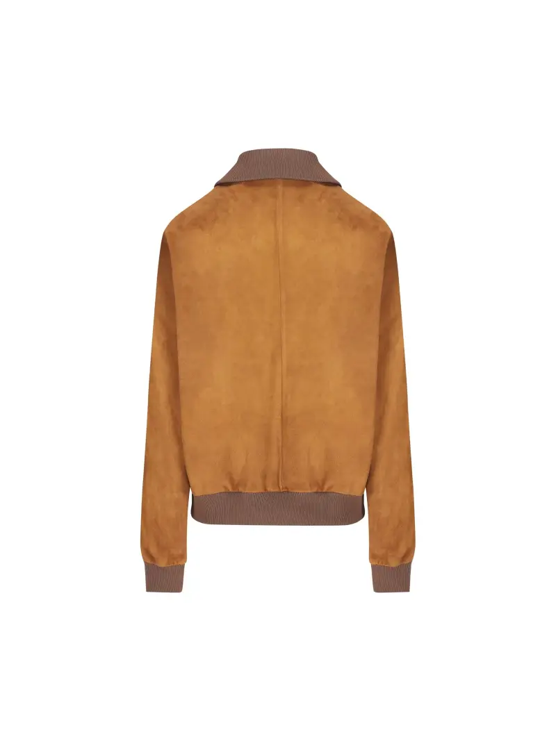 Blouson In Pelle MARRONE miniatura 2